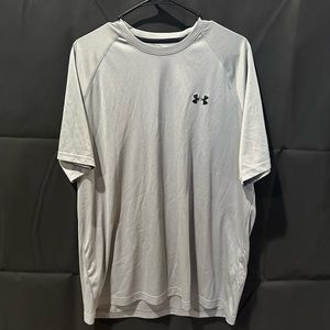 XL Under Armour grey/silver workout shirt.